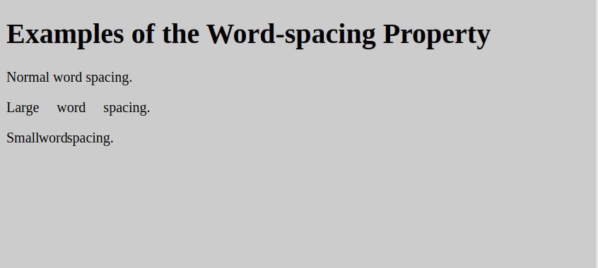 Word spacing effect on text