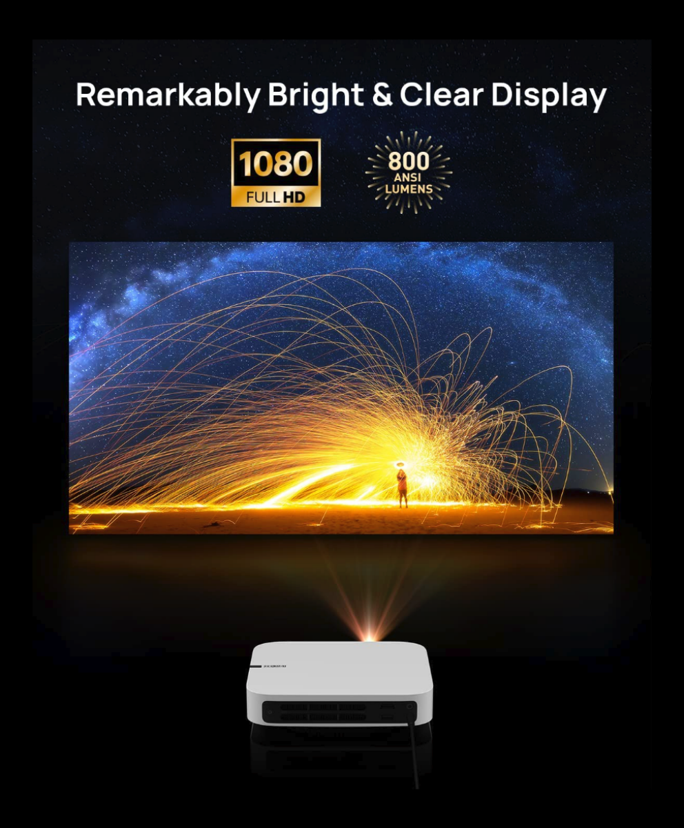 A XGIMI Elfin Mini projecting a colorful and vibrant display
