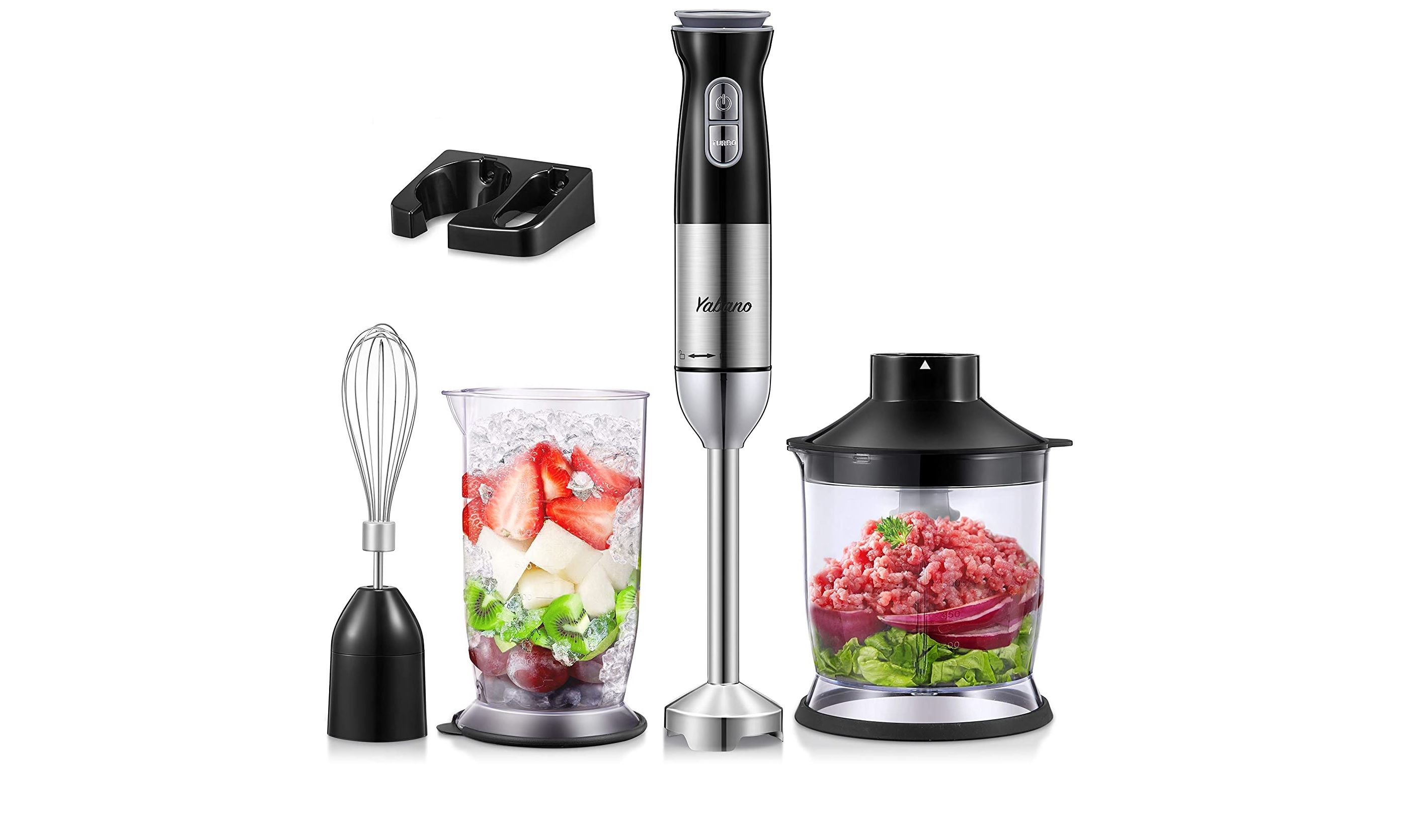 yabano 5-in-1 hand blender set bundled with the yabano 3-in-1 sandwich maker