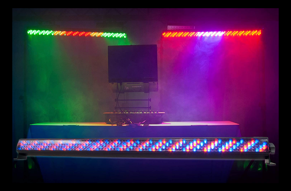 Two ADJ Products Mega Bar RGBA Wash Lights in action