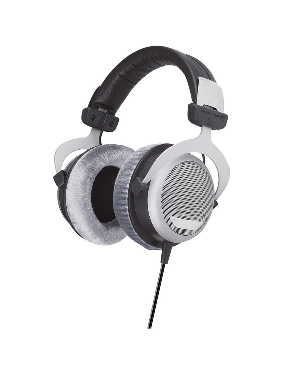 A pair of gray Beyerdynamic DT 880 Premium Edition headphones