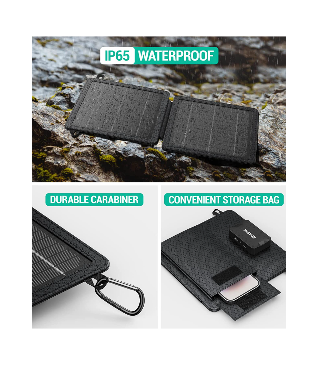 The features of the Blavor 10W Portable Solar Charger