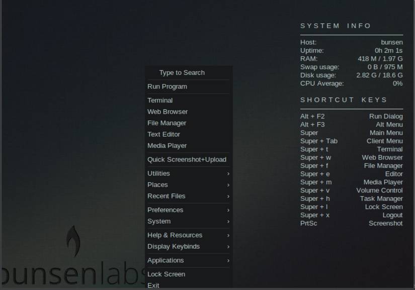 BunsenLabs desktop interface