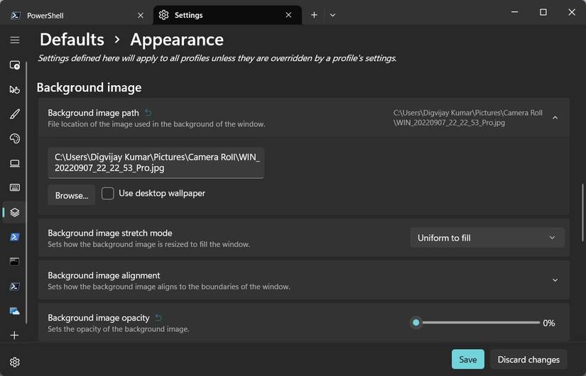 How to Change the Windows Terminal Background Image