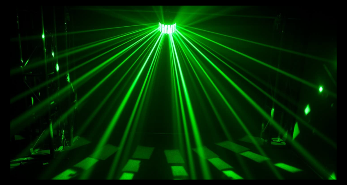 A Chauvet DJ Mini Kinta IRC Compact LED Derby Light in action