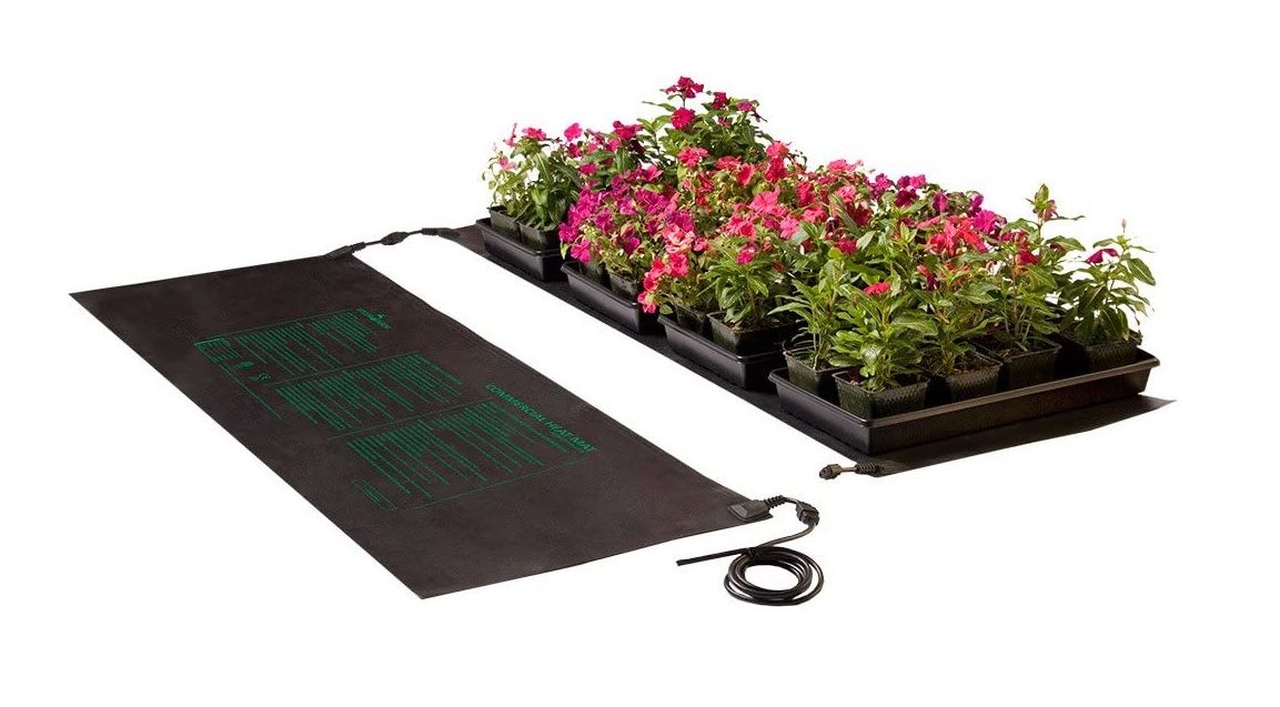 hydrofarm mtmdu heat mats with a series of plant trays