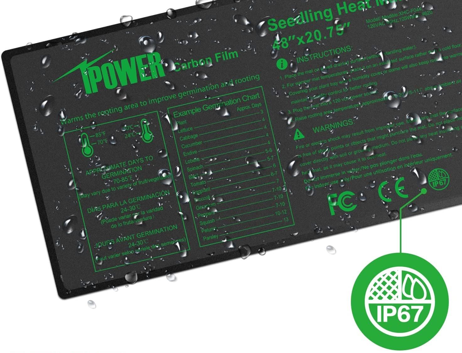 the ipower seedling heat mat covered in droplets of water