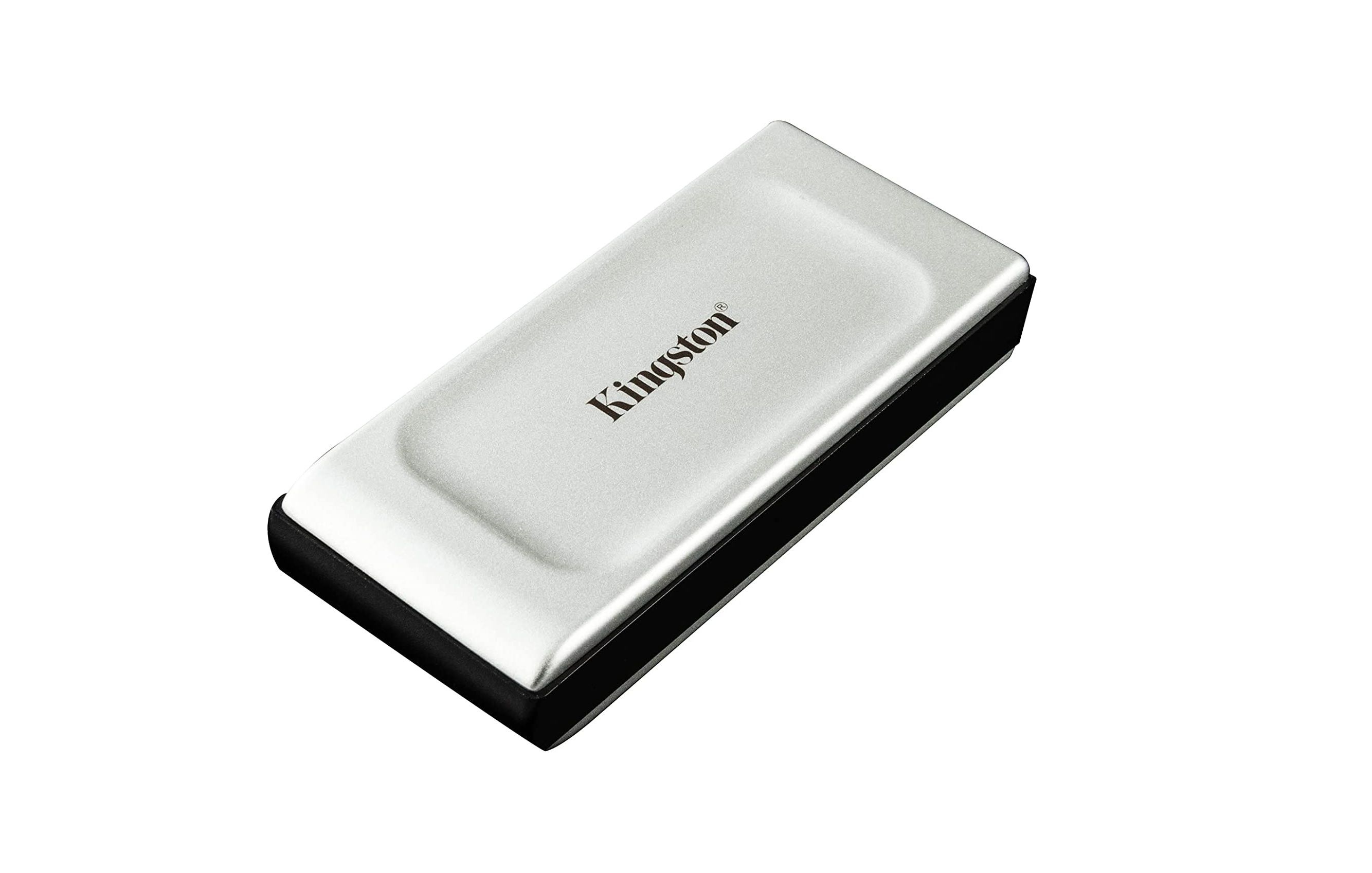 black and white colored kingston xs2000 external solid state drive