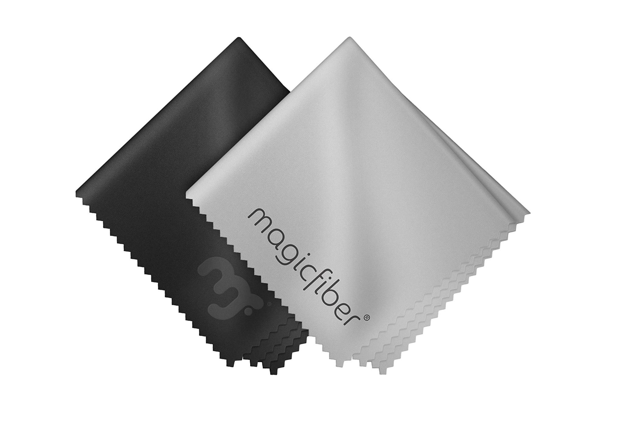 the magicfiber microfiber cleaning cloths in black and grey
