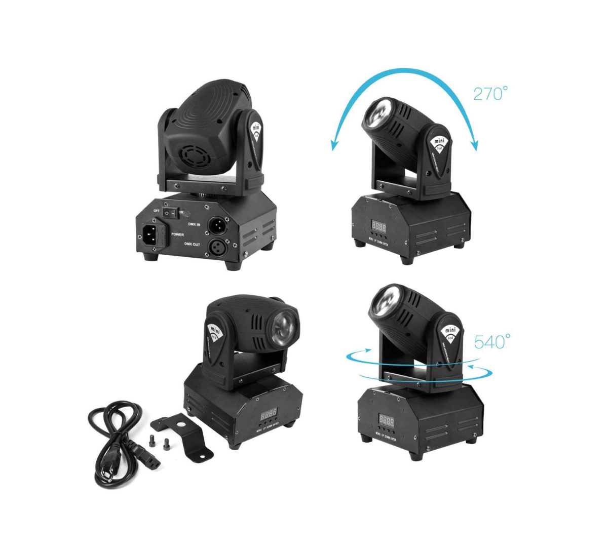 The tilt and pan functions of the MFL.10W LED Moving Head Lights