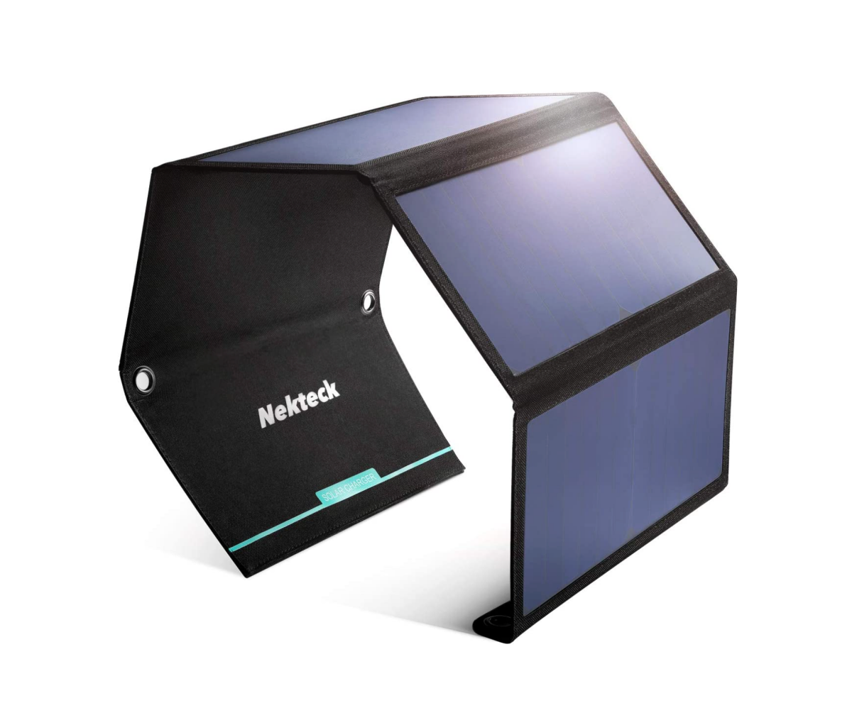An unfolded Nekteck 28W Portable Solar Panel Charger