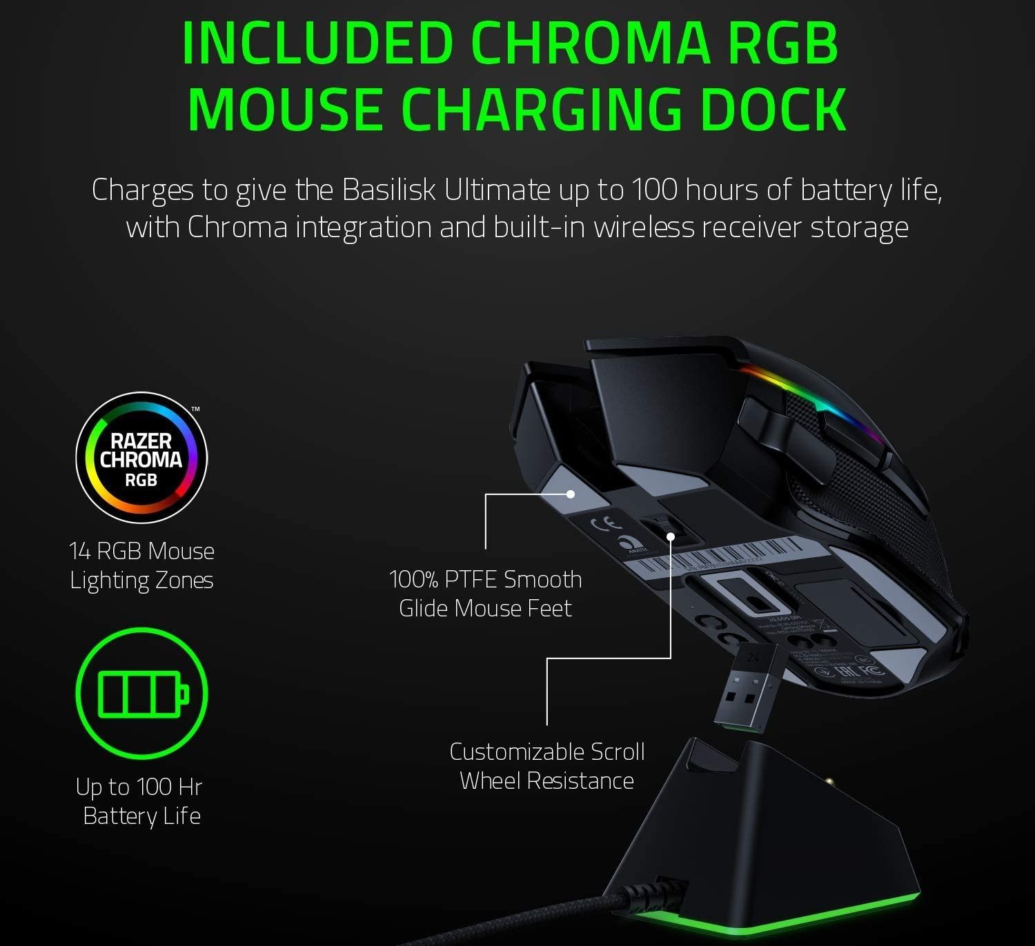 the razer basilisk ultimate hyperspeed wireless mouse with charging dock