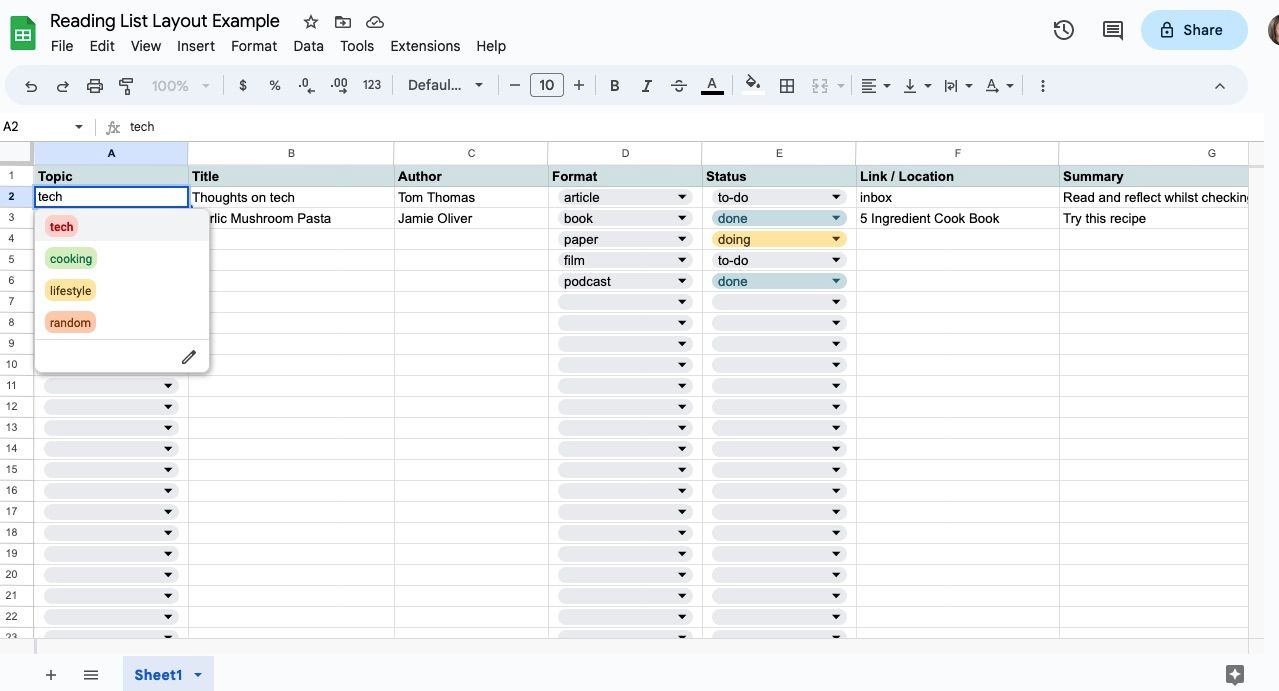How to keep track of your reading list with google sheets