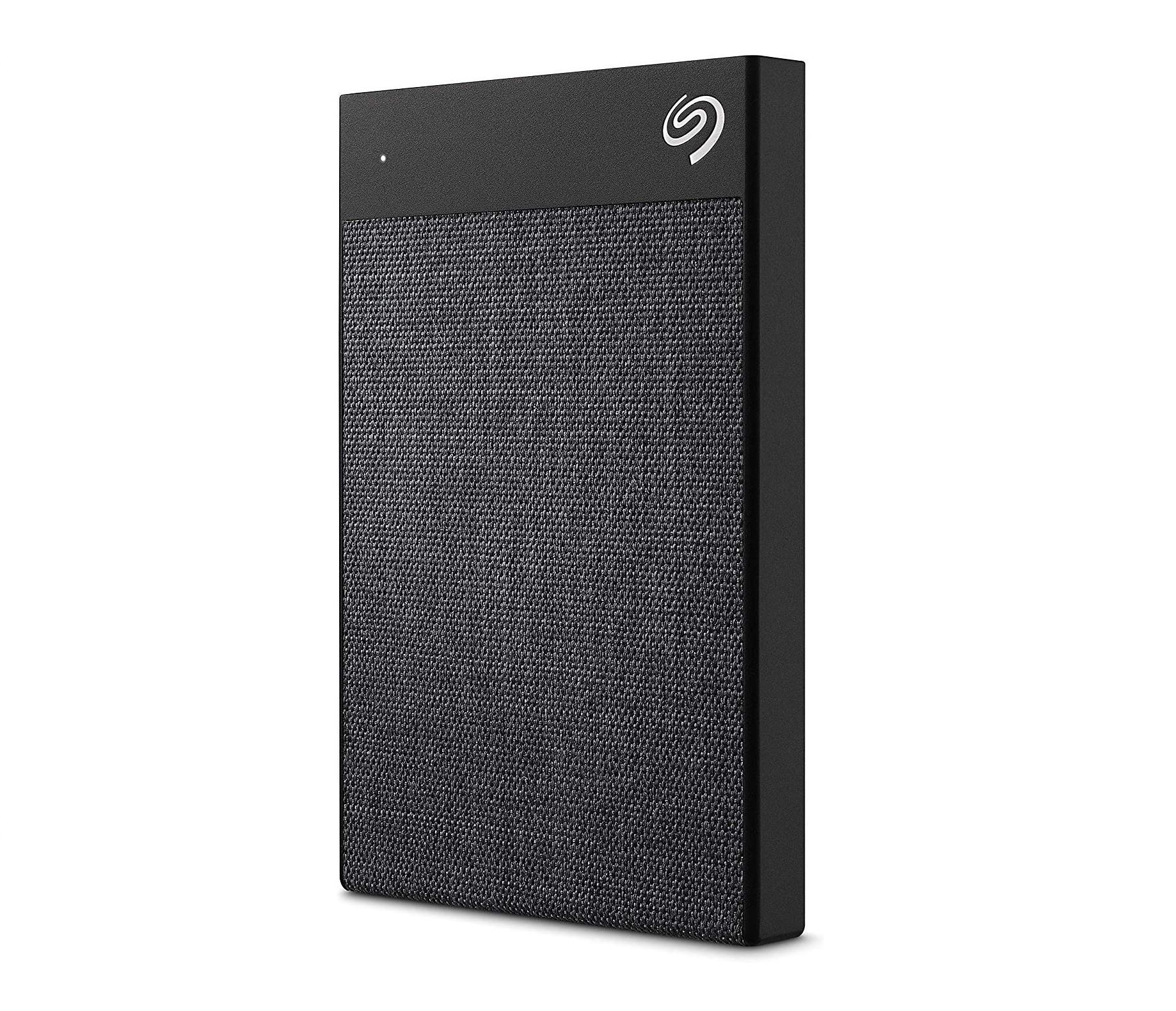 a black-colored seagate ultra touch external hdd