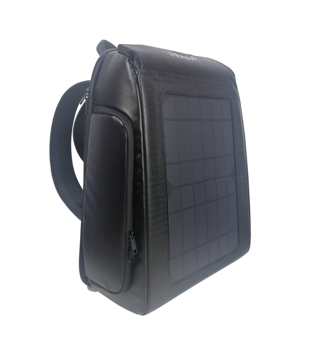 A black SGUESIKR 12W Solar Backpack