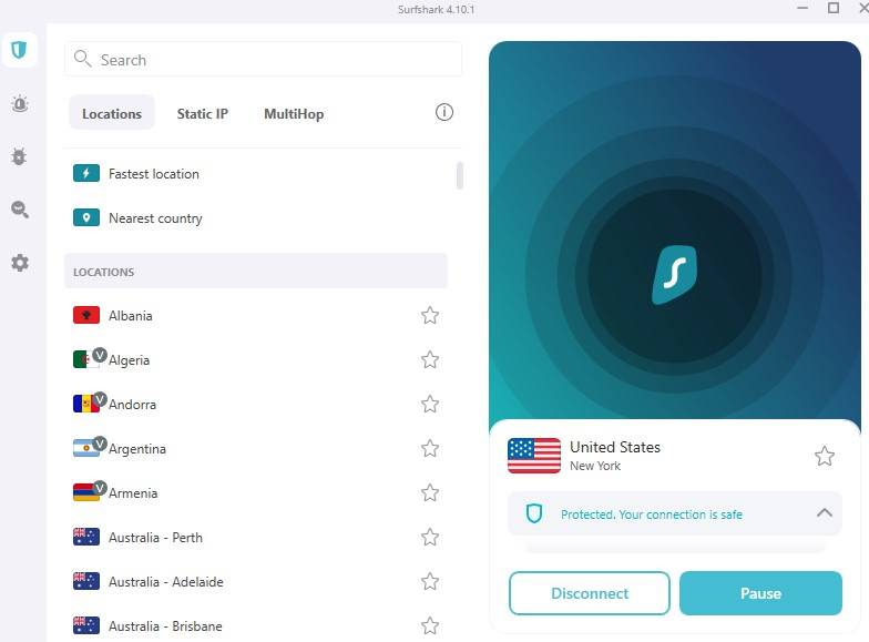 switching server locations using a VPN