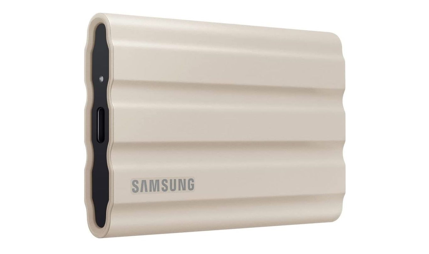 samsung t7 shield with a white finish