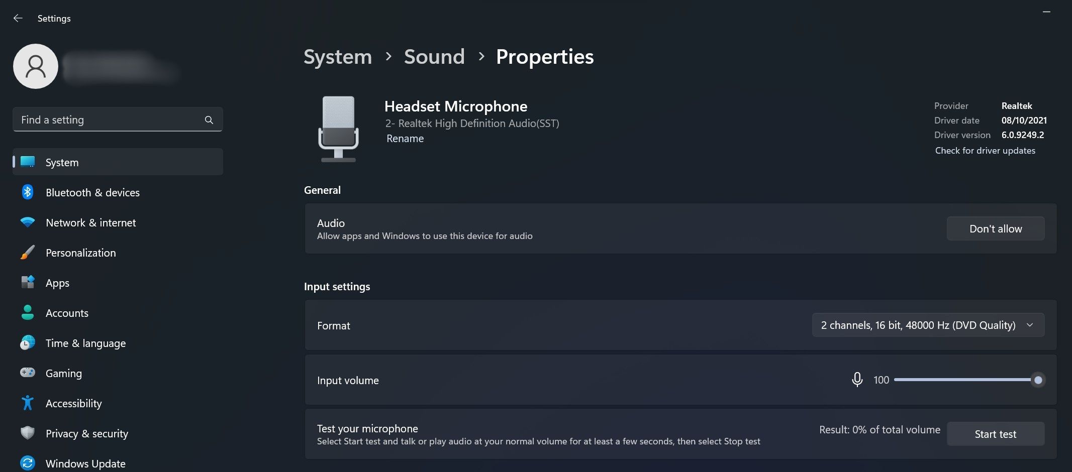 How To Fix Roblox Voice Chat Not Working On Windows 3 Click Start Test Button Under Input Settings Of Your Main Microphone Device 