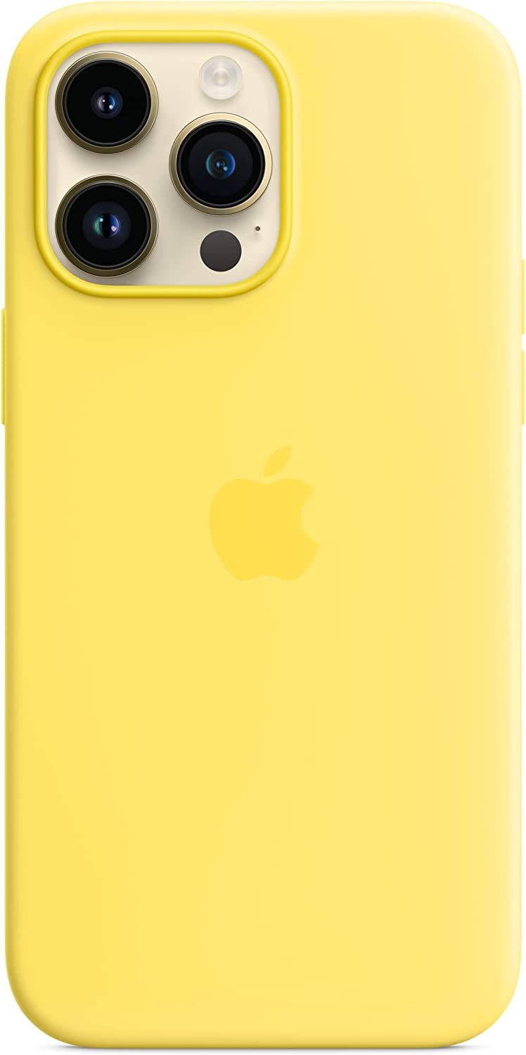 Coque silicone pour Apple iPhone 14 Pro Max avec MagSafe jaune