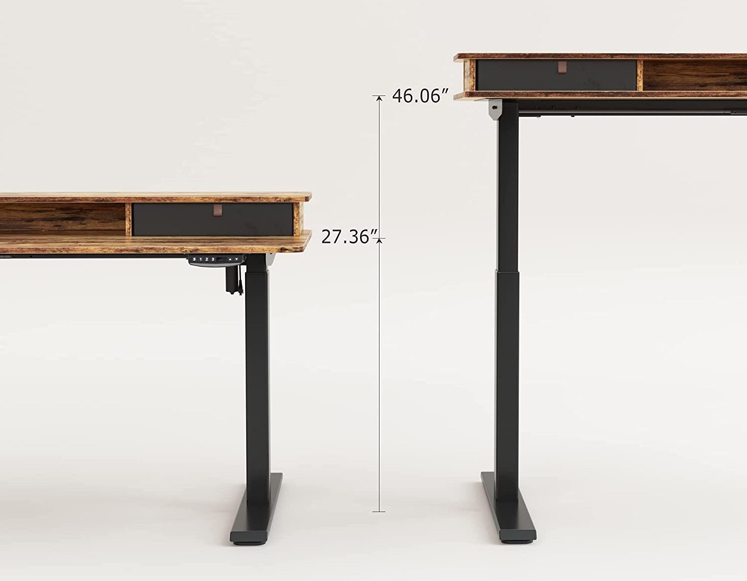 the maximum height the banti electric standing desk can be raised to