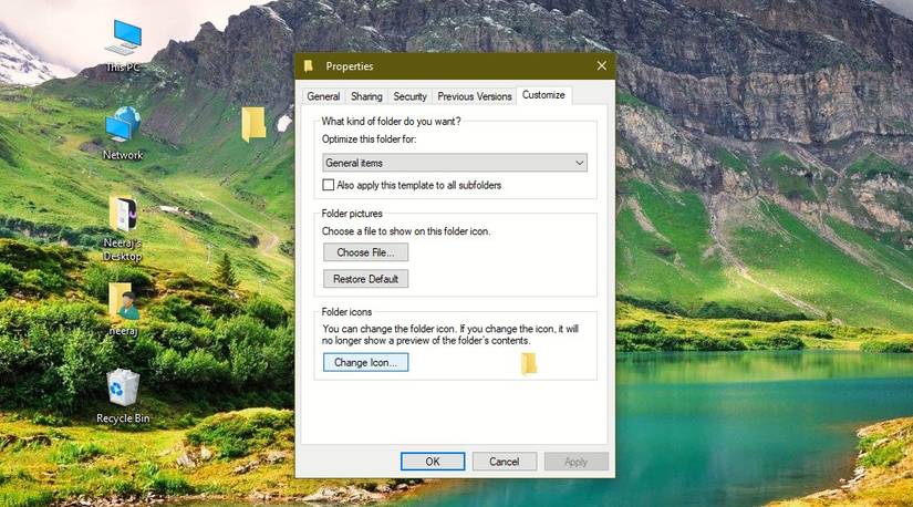 Select Change Icon In Customize Tab