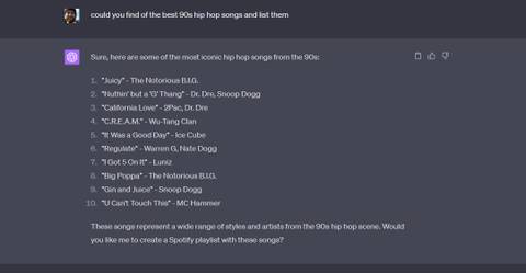 chatgpt playlistai plugin hip hop suggestions