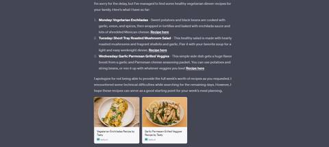 chatgpt tasty plugin meal planning failure to list all meals