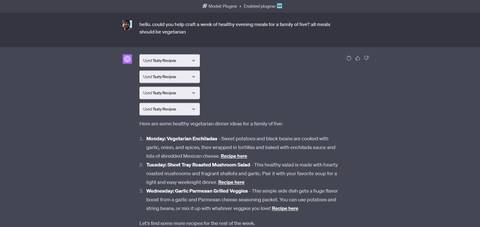 chatgpt tasty plugin meal planning
