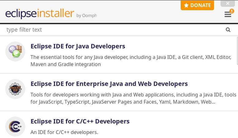 choose eclipse IDE package