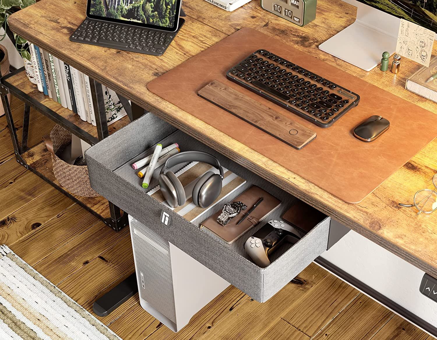 the built in drawer for the fezibo standing desk