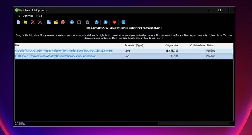 Optim Files Increase Storage Space on Windows