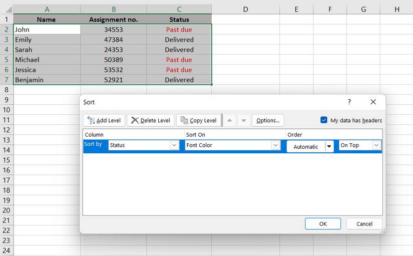 How to Sort and Filter Data by Color in Excel