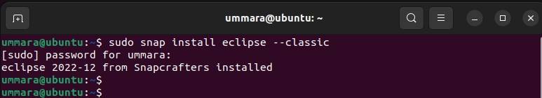 Installing Eclipse IDE via snap