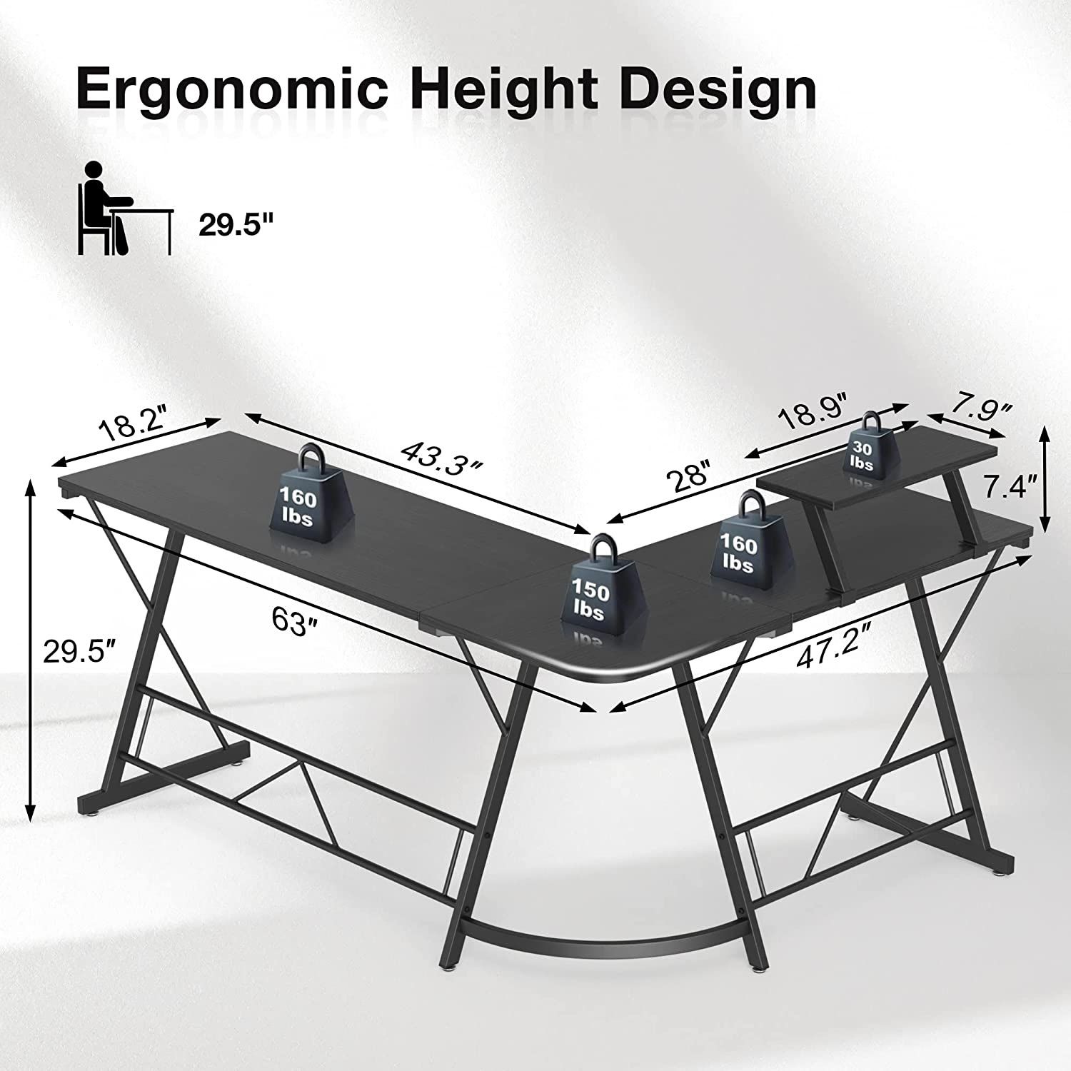 the dimensions of the 63-inch mr ironstone l-shaped gaming desk