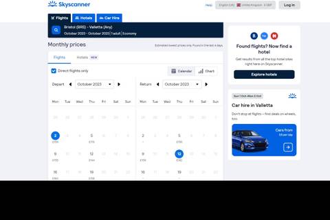 skyscanner flights to malta