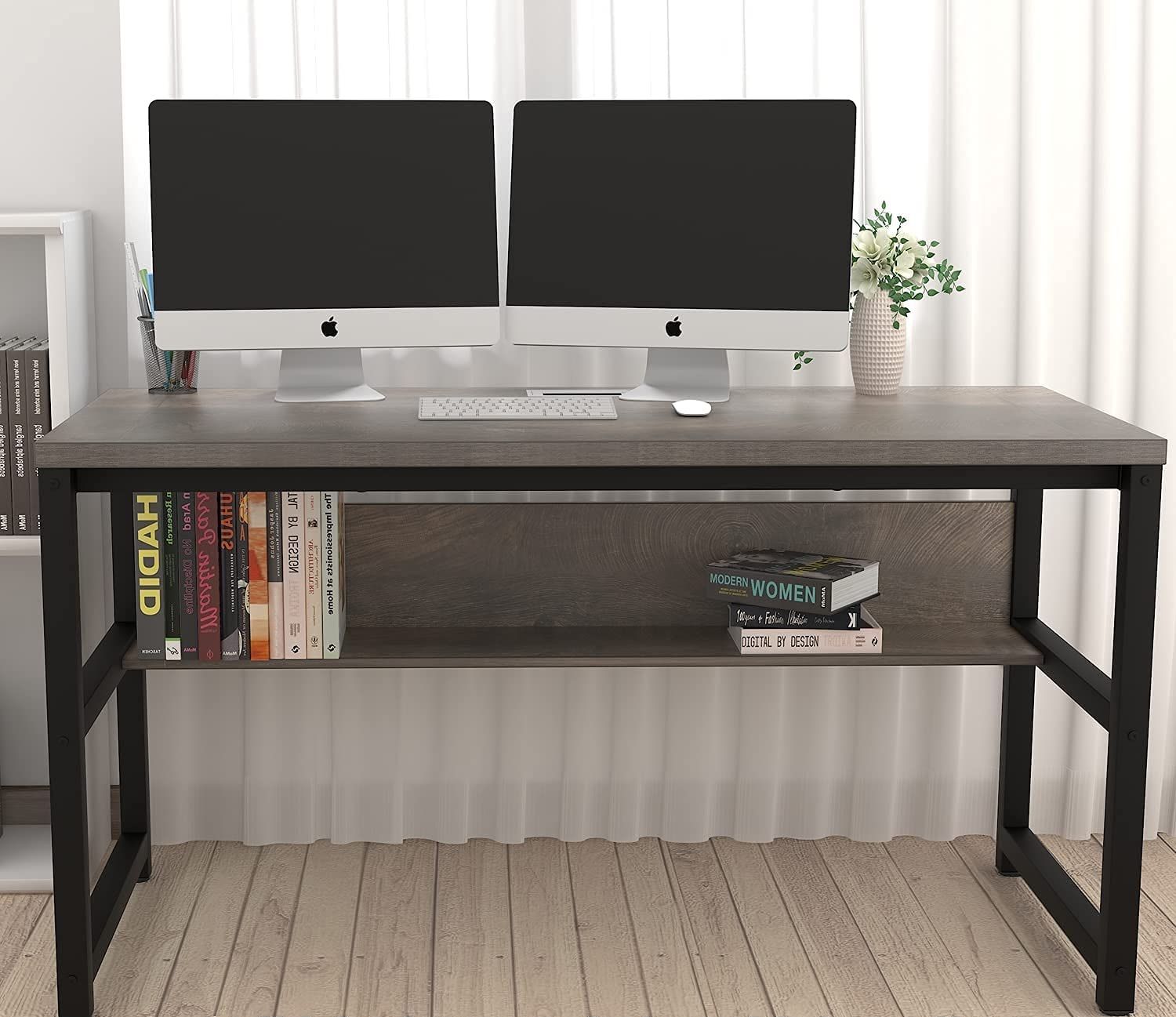 the topsky computer desk with an espresso gray finish