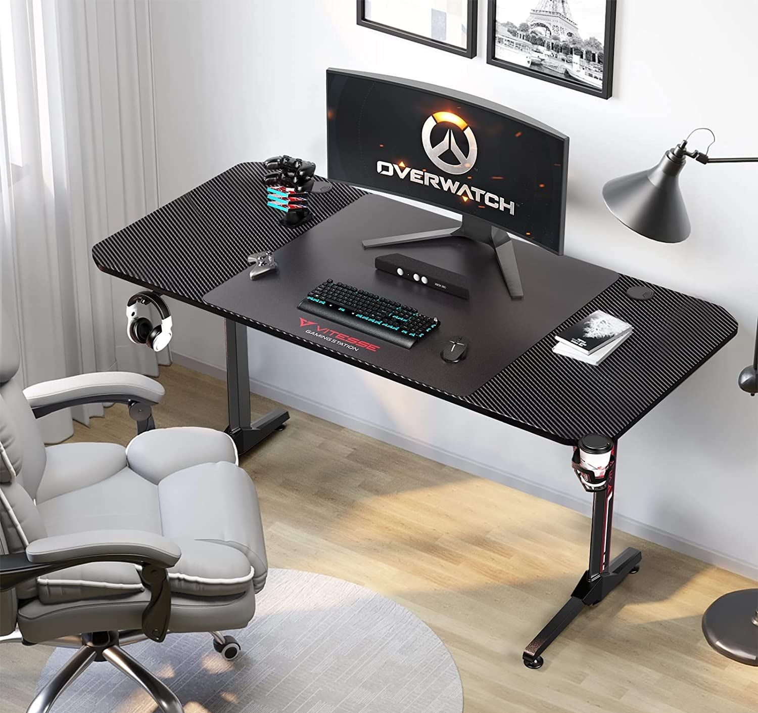 the waleaf gaming desk being used for pc gaming