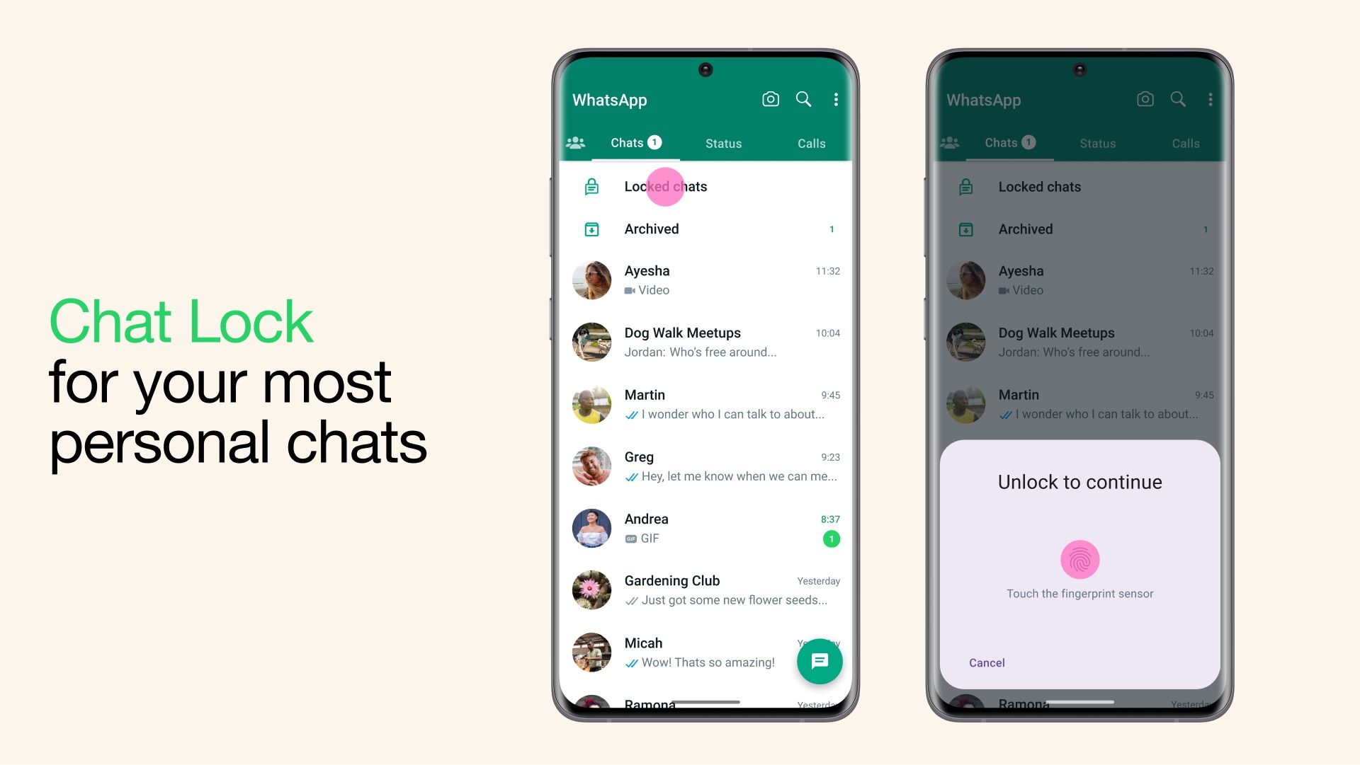 Biểu ngữ khóa trò chuyện WhatsApp