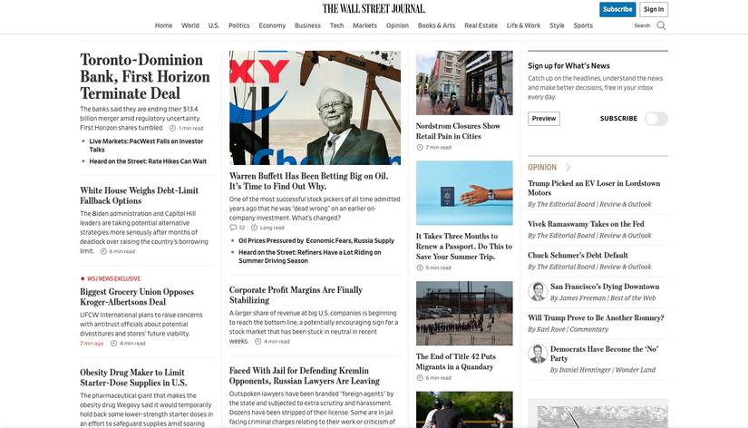 The Wall Street Journal homepage