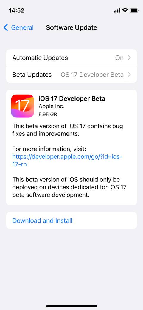 4. Download and Install iOS 17 beta option on iPhone