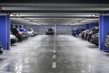 Cars parked on an underground floor