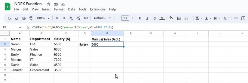 How to Use the INDEX Function in Google Sheets