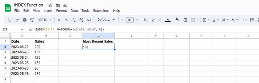 How to Use the INDEX Function in Google Sheets