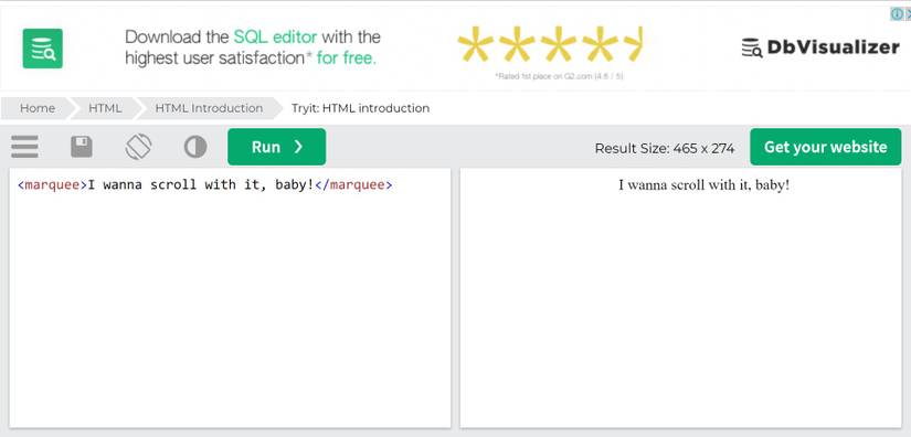 HTML editor interface with input and output commands