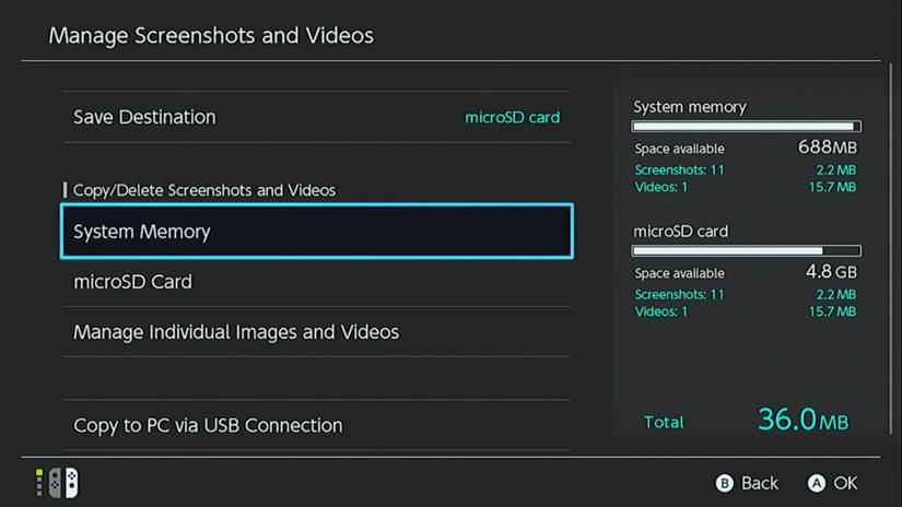 system memory how much memory do you need for nintendo switch