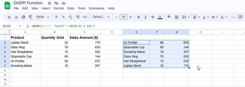 How to Use the QUERY Function in Google Sheets