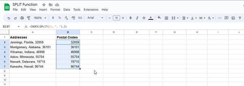 How to Use the SPLIT Function in Google Sheets