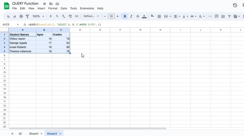 How to Use the QUERY Function in Google Sheets