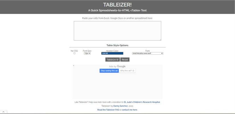 Convert tables to HTML