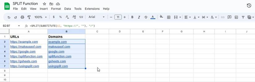 How to Use the SPLIT Function in Google Sheets
